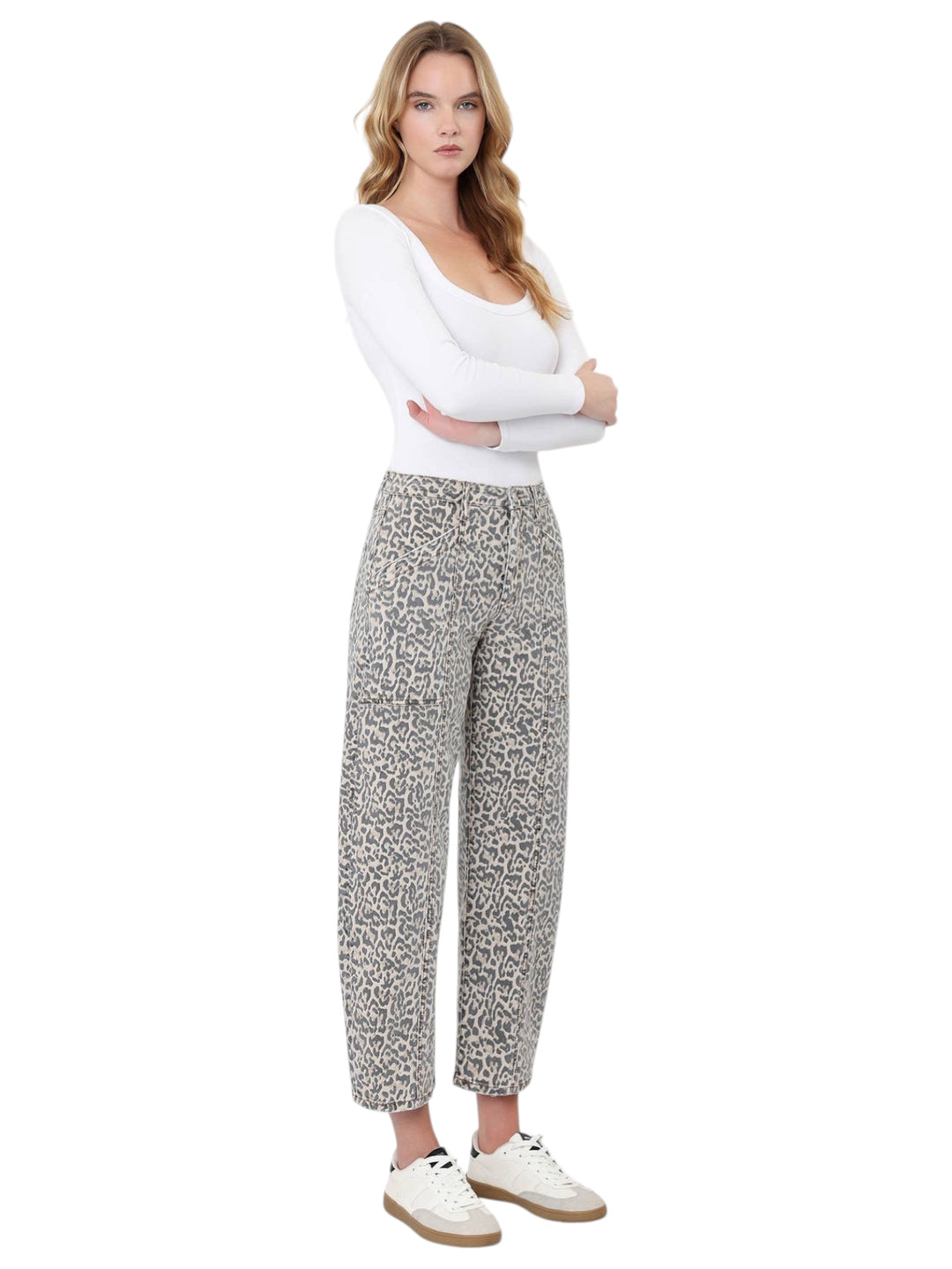 Phoebe Leopard Barrel Jeans