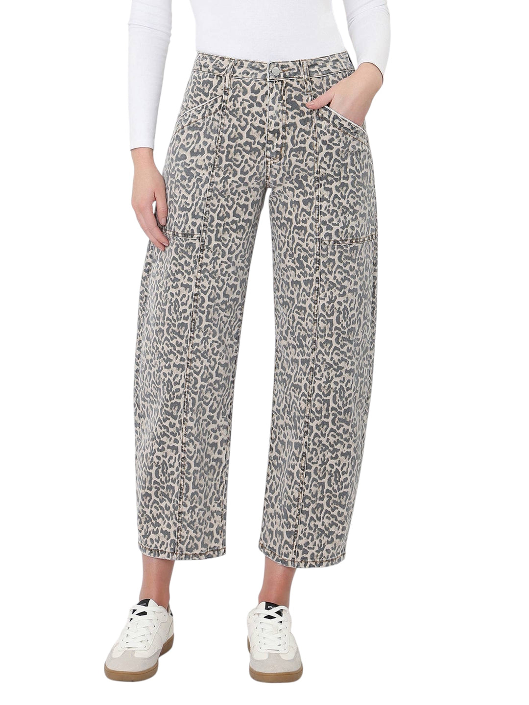Phoebe Leopard Barrel Jeans