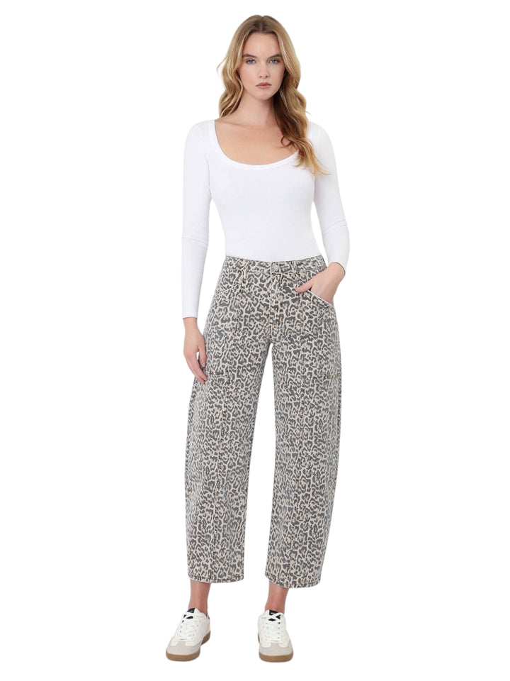 Phoebe Leopard Barrel Jeans