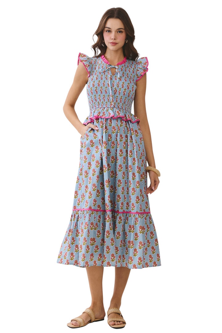 Ledger Block Print Midi Dress