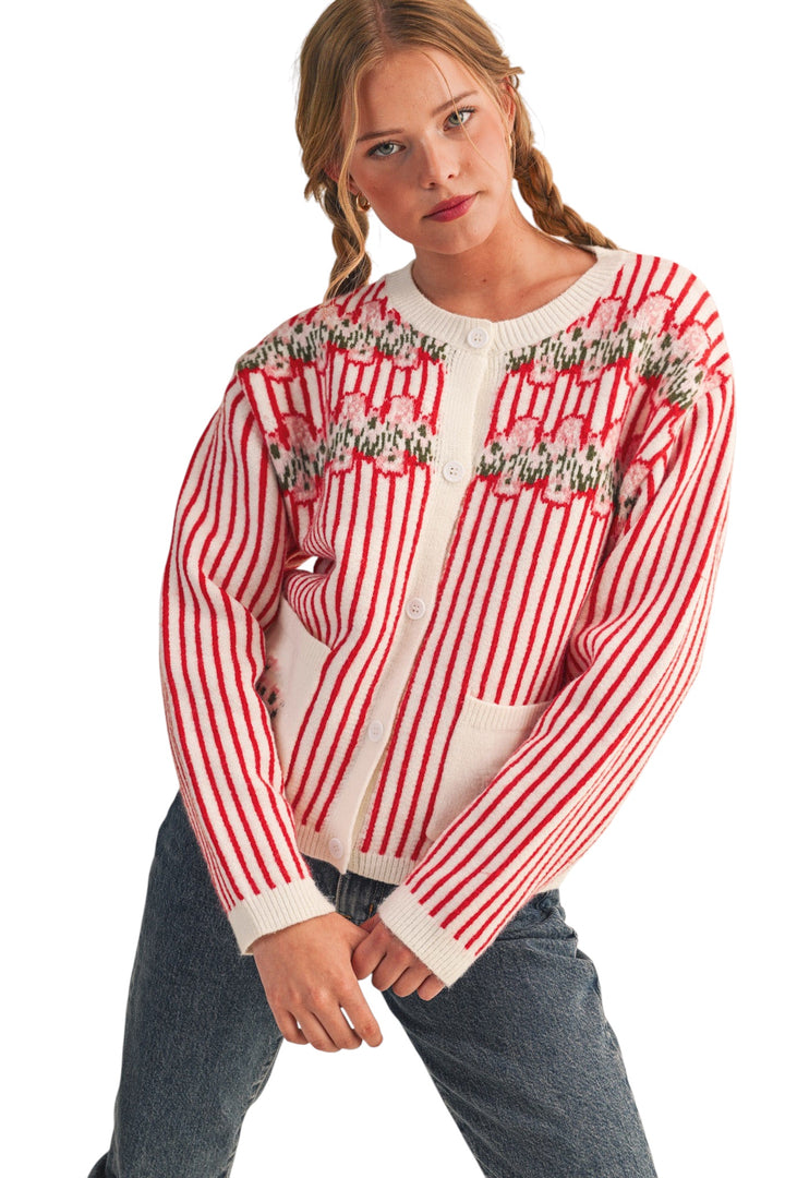 Cove Floral Striped Sweater