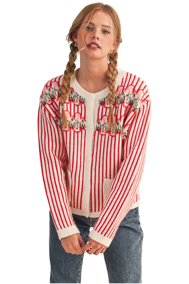 Cove Floral Striped Sweater