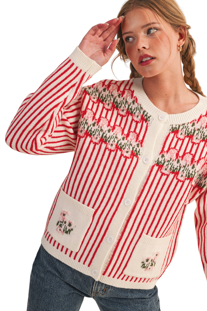 Cove Floral Striped Sweater