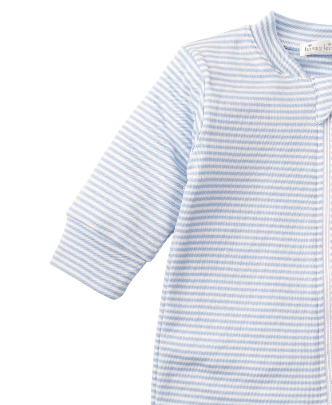 Blue Stripes Kissy Kissy Zip Footie