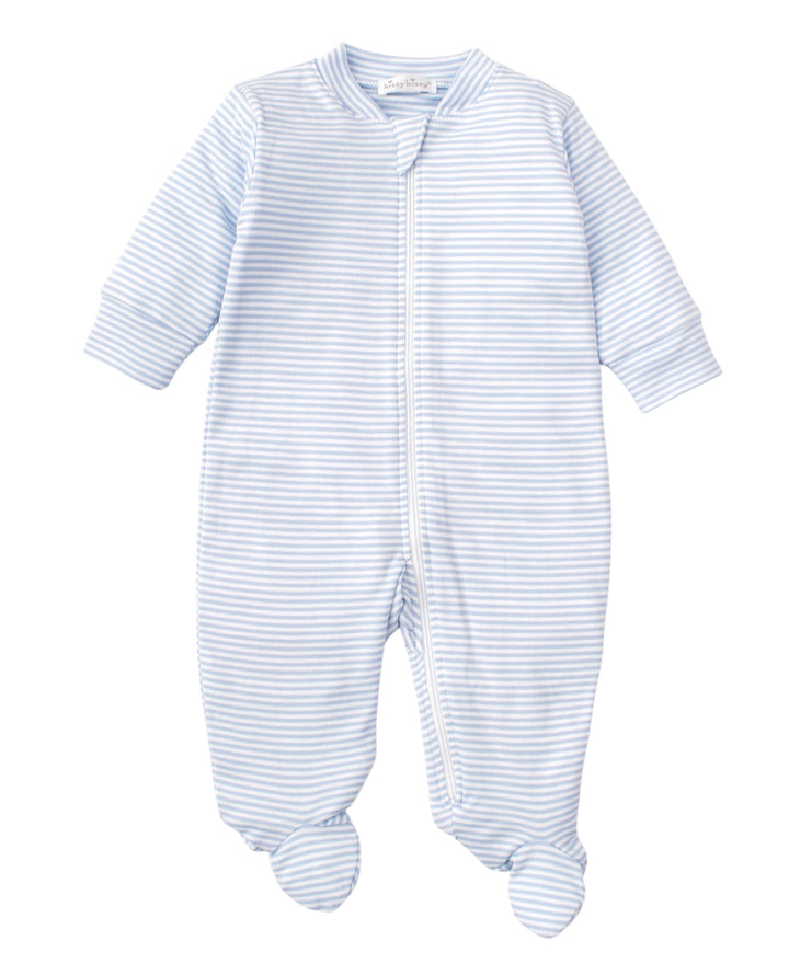 Blue Stripes Kissy Kissy Zip Footie
