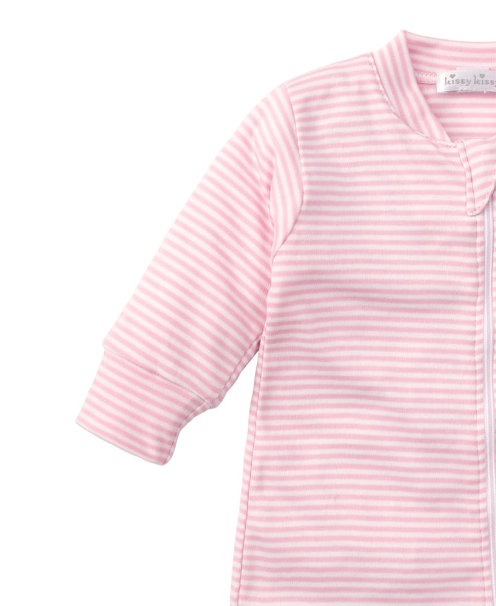 Pink Stripes Kissy Kissy Zip Footie
