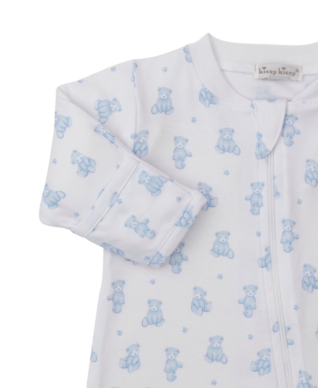 Blue Teddy Bears Kissy Kissy Zip Footie