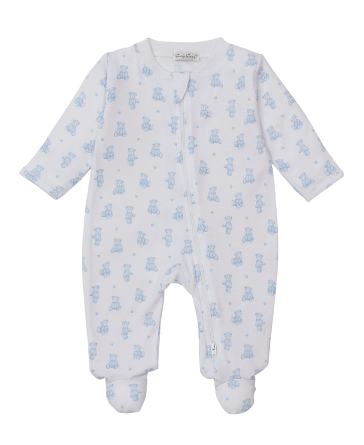 Blue Teddy Bears Kissy Kissy Zip Footie