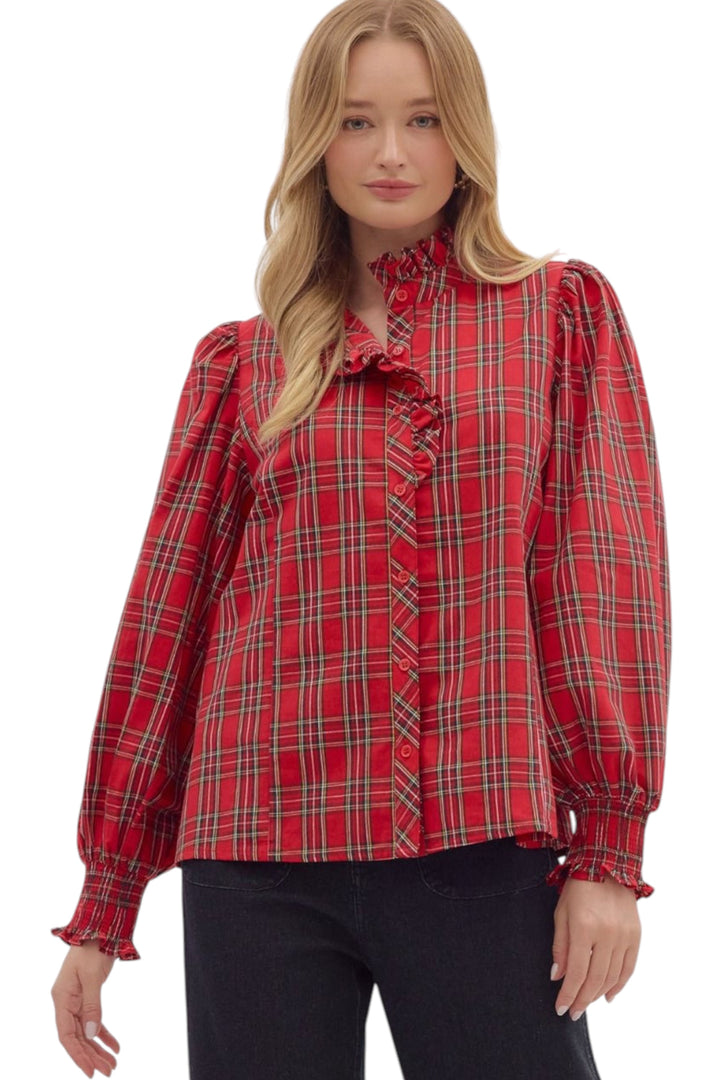 Grayson Plaid Ruffle Top