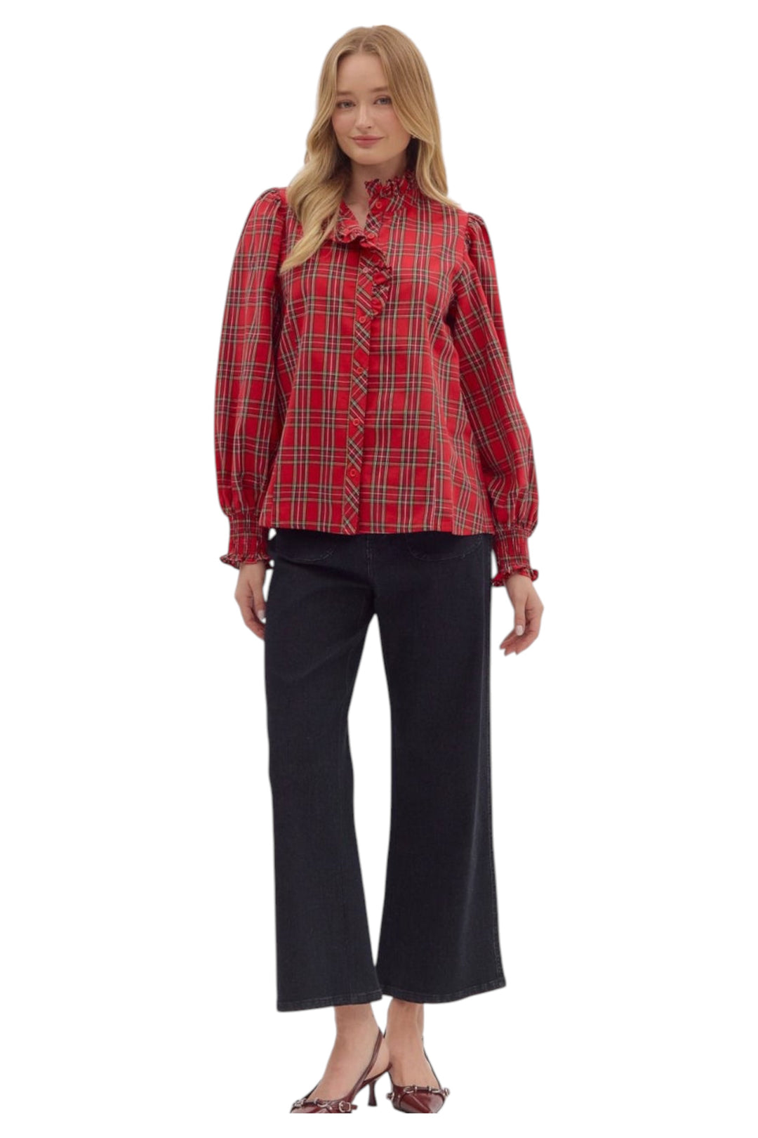 Grayson Plaid Ruffle Top