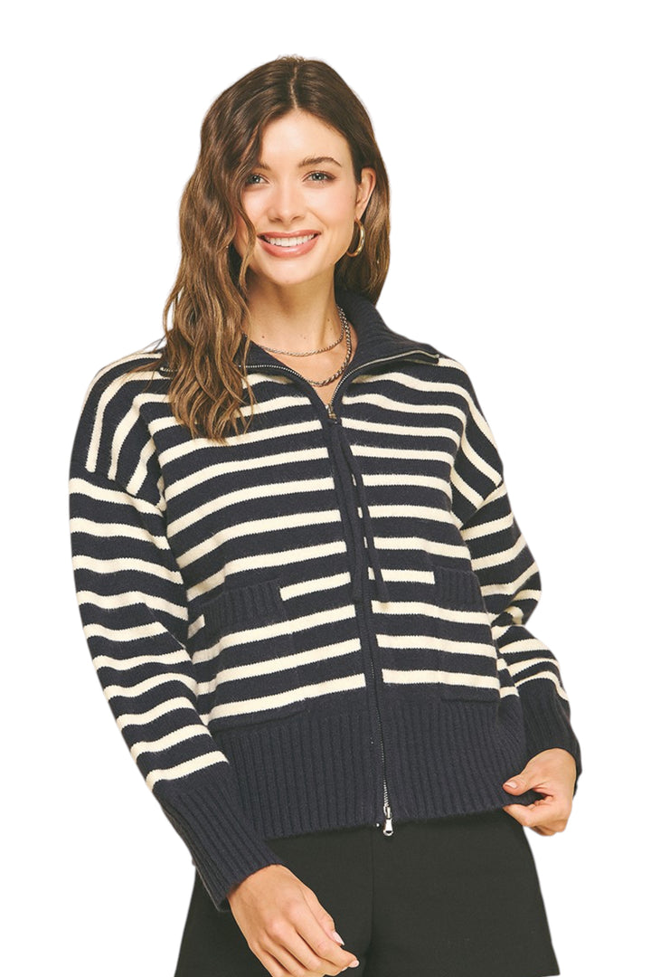 Rhett Striped Zip Sweater