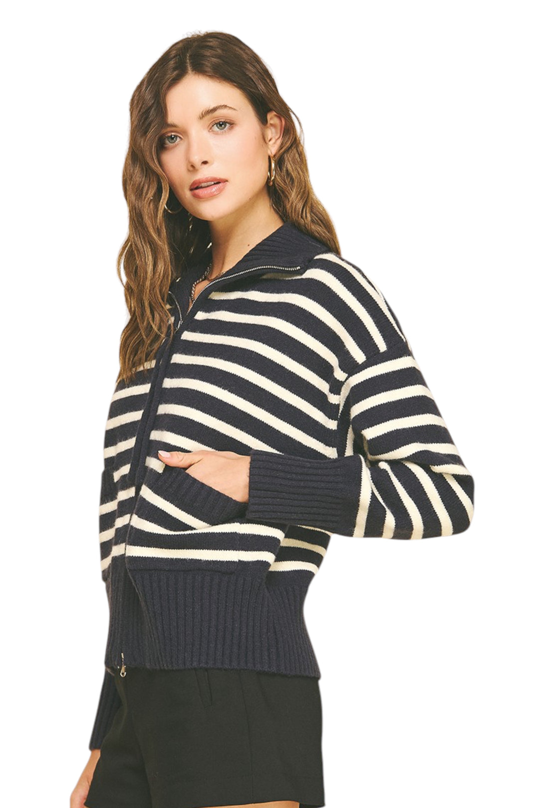 Rhett Striped Zip Sweater