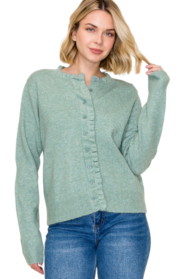 Barker Ruffle Cardigan Sweater