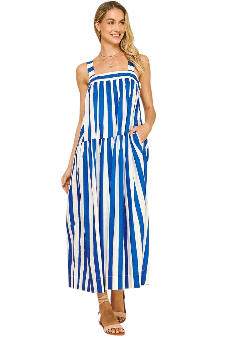 Fallon Striped Bow Midi Dress