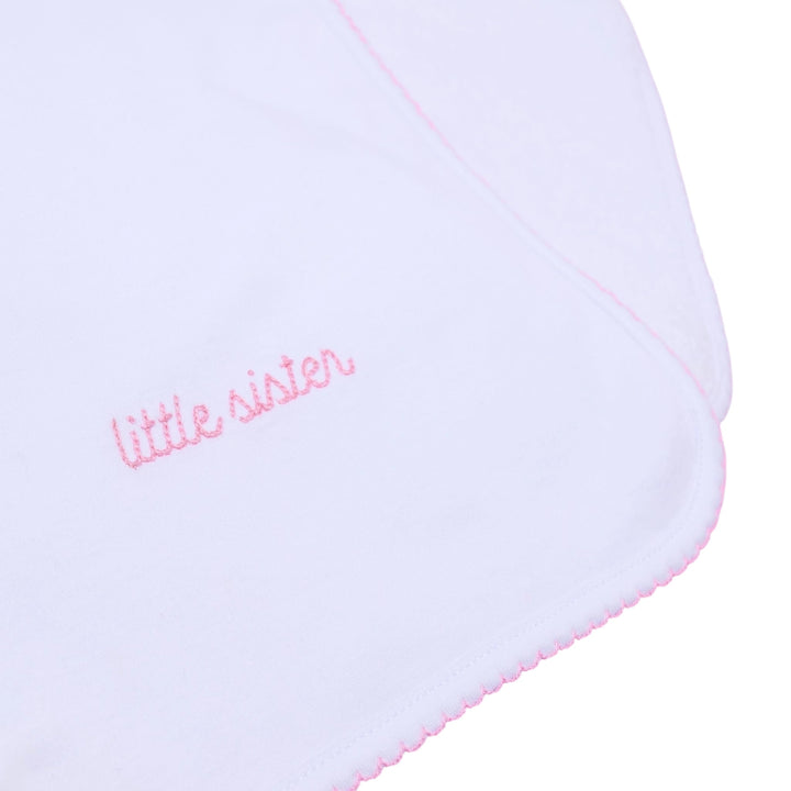 Little Sister Embroidered Burp Cloth