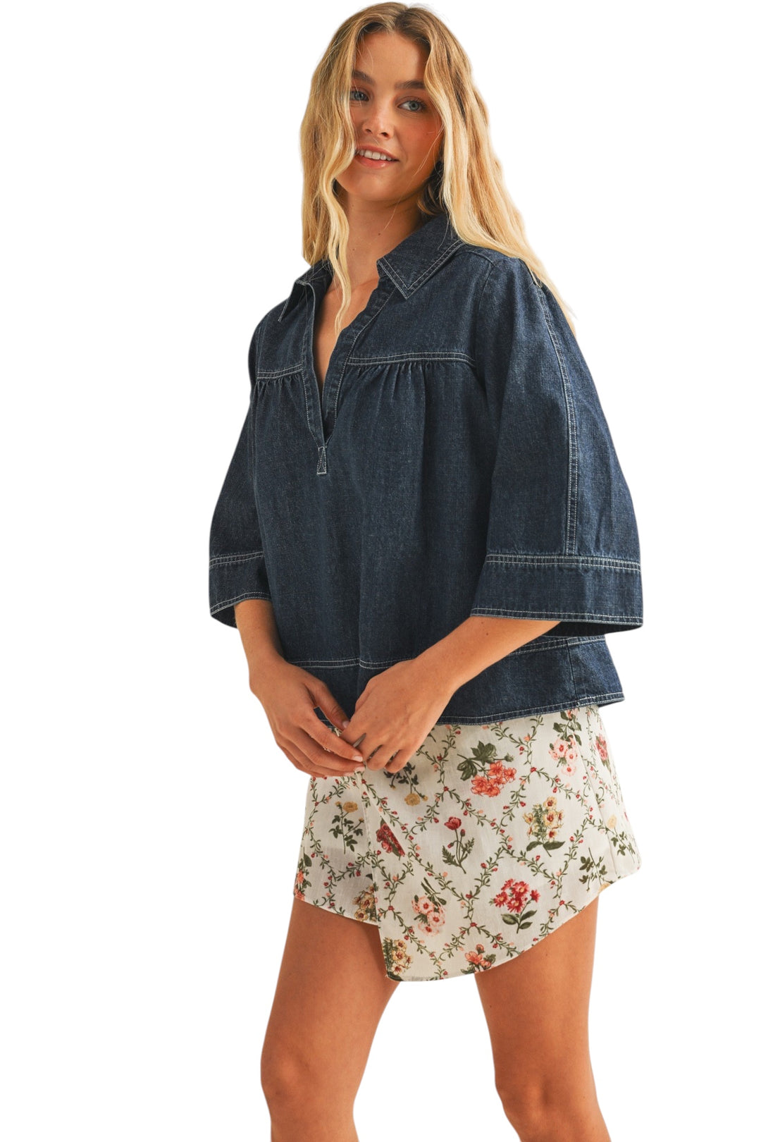 Prescott Denim Swing Top