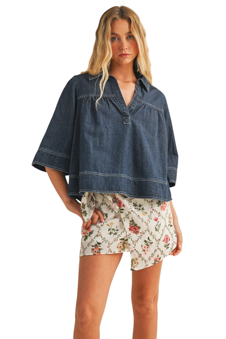 Prescott Denim Swing Top