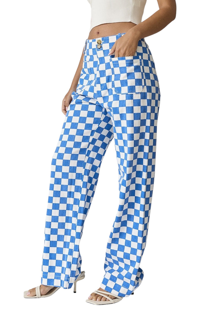 Demi Royal Checkered Pants