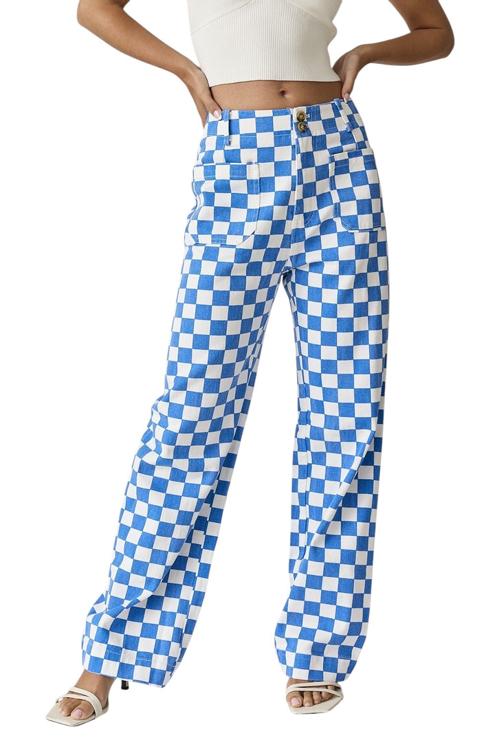 Demi Royal Checkered Pants