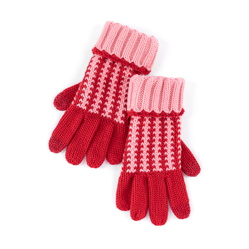 Lennon Pink & Red Touchscreen Gloves
