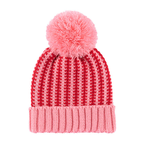 Lennon Pink & Red Beanie