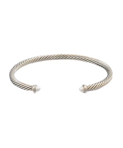 Pearl Silver Cable Bracelet