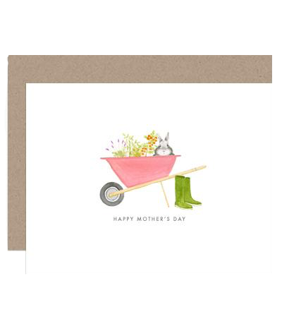 Wheelbarrow Bunny Mother's Day Card