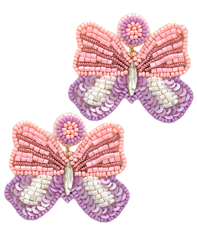 Seed Bead Butterfly Earrings