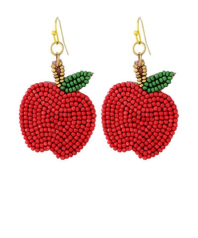 Seed Bead Apple Earrings