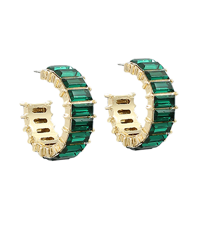 Emerald Pave Stone Hoops