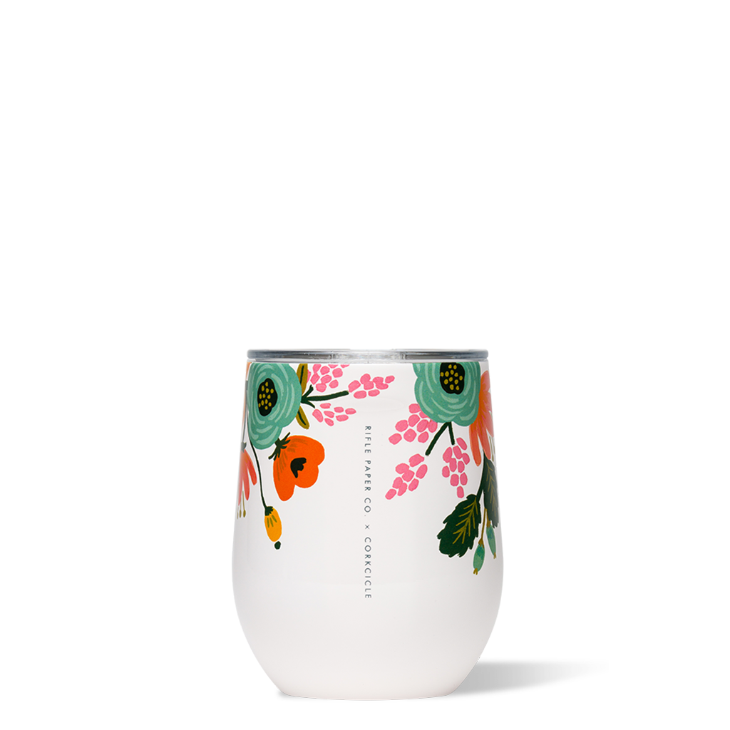 Cream Lively Floral Stemless Corkcicle